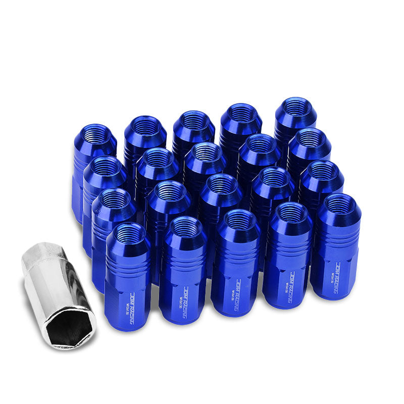 Blue Aluminum M12x1.50 50MM Tall Close End Acorn Tuner 20x Conical Lug Nuts