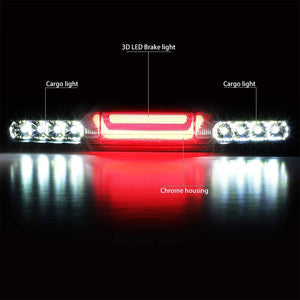 3D LED Rear Third Brake Light Chrome Housing Clear Len For 99-06 Chevy Silverado-Lighting-BuildFastCar