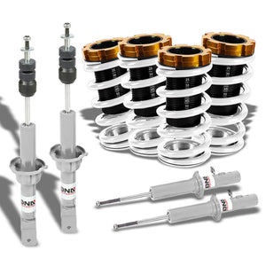 F/R White Scaled Coilover Spring+Silver Gas Shock Absorbers TY33 For 88-91 Civic