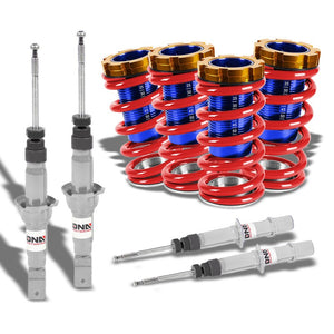 F/R Red Scaled Coilover Spring+Silver Gas Shock Absorbers TY22 For 94-01 Integra