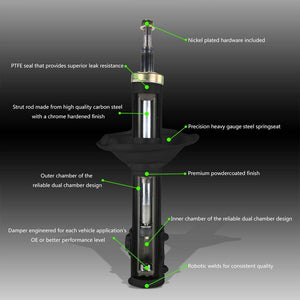 DNA Black Gas Shocks Absorber+Black Lowering Spring Kit For 06-11 Civic FG/FA/FD-Shocks & Springs-BuildFastCar