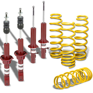 DNA Red Shock Absorbers+Yellow 1.75" Drop Lowering Spring For Honda 88-91 Civic