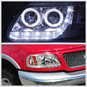 Chrome Housing Halo Projector+LED+Amber Headlight For Ford 97-03 F150/Expedition-Lighting-BuildFastCar