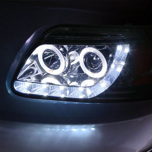 Smoke Housing Halo Projector+LED+Amber Headlight For Ford 97-03 F-150/Expedition-Lighting-BuildFastCar