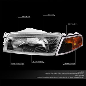 Black Housing/Clear Lens/Amber OE Reflector Headlight For 97-01 Mirage 1.5L/1.8L-Lighting-BuildFastCar