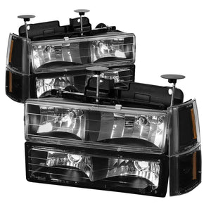 Black Housing Headlight+Bumper Light/Amber Corner For GMC 94-00 C10 C/K-Series 8-Lighting-BuildFastCar