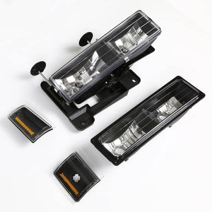 Black Housing Headlight+Bumper Light/Amber Corner For GMC 94-00 C10 C/K-Series 8-Lighting-BuildFastCar