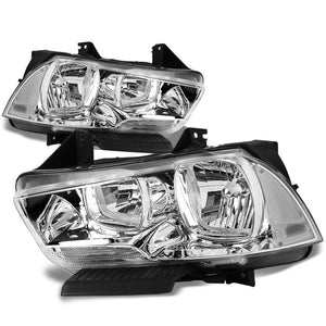 Chrome Headlight+Clear Side Corner Parking Signal Light For Dodge 11-14 Charger-Lighting-BuildFastCar