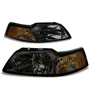 Smoke Housing Headlight Lamp Light Amber Corner/Reflector For Ford 99-04 Mustang-Lighting-BuildFastCar