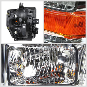 Chrome Headlight Lamp Light Amber Signal/Reflector For 08-10 Super Duty F-Series-Lighting-BuildFastCar