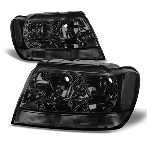 Chrome Housing Smoke Lens Reflector Headlight For Jeep 99-04 Grand Cherokee WJ-Lighting-BuildFastCar
