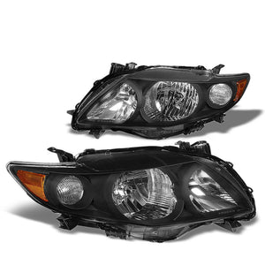 Black Housing Reflector Headlight+Amber Corner For Toyota 09-10 Corolla E140-Lighting-BuildFastCar