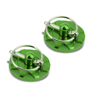 Green Race Billet Style Aluminum Cosmetic Front Bonnet Hood Lock Pin+Cable+Tape-Hood/Bonnet-BuildFastCar