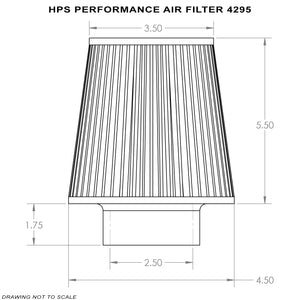 HPS Performance Universal Air Filter 2.5" ID, 5.5" Element Length, 7.25" Overall Length HPS-4295-Filter-BuildFastCar
