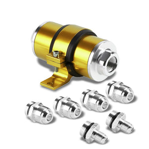 Universal Gold 30 Microns Aluminum Reusable Inline Fuel/Oil Filter+Bracket Kit-Performance-BuildFastCar