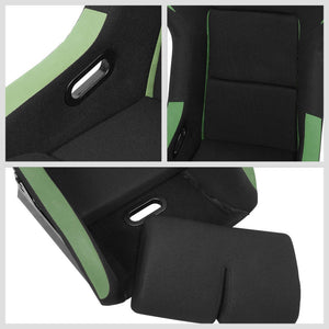 J2 J2-RS-001-GN Fixed Position Bucket Racing Seat w/Slider Black/Green J2-RS-001-GN