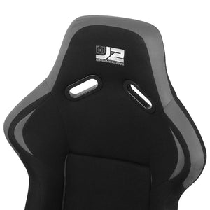 J2 J2-RS-001-GY Fixed Position Bucket Racing Seat w/Slider Black/Grey J2-RS-001-GY