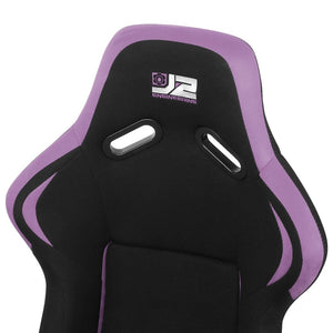 J2 J2-RS-001-PP Fixed Bucket Racing Seat w/Slider Black/Purple J2-RS-001-PP