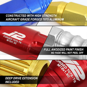 J2 Aluminum Red Open End Acorn Tuner Lug Nuts Conical Seat M12x1.25 T7-003-Car & Truck Wheels-BuildFastCar