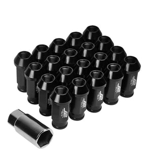 J2 Black Open Knurled End Acorn Tuner Lug Nuts Conical Seat M12x1.25 T7-004