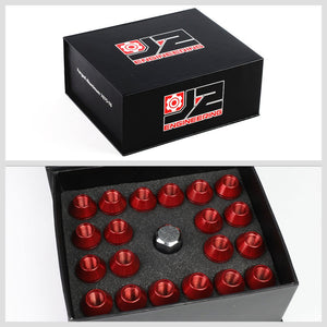 J2 Red Open Knurled End Acorn Tuner Lug Nuts Conical Seat M12x1.25 T7-008-Car & Truck Wheels-BuildFastCar