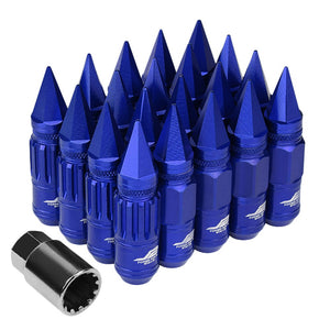 J2 Blue Open Knurled End w/Spike Cap Lug Nuts Conical Seat M12x1.25 T7-012