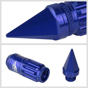 J2 Blue Open Knurled End w/Spike Cap Lug Nuts Conical Seat M12x1.25 T7-012-Car & Truck Wheels-BuildFastCar