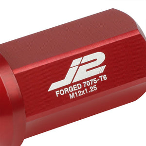 J2 Aluminum Red Open End Acorn Tuner Lug Nuts Conical Seat M12x1.25 T7-019-Car & Truck Wheels-BuildFastCar