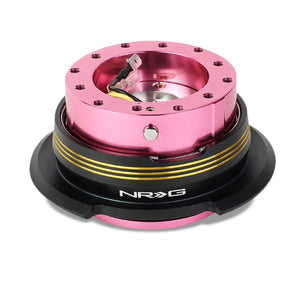 NRG Chrome Gold Stripes/Pink Body GEN 2.9 6-Hole Steering Wheel Quick Release-Interior-BuildFastCar