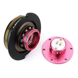 NRG Chrome Gold Stripes/Pink Body GEN 2.9 6-Hole Steering Wheel Quick Release-Interior-BuildFastCar