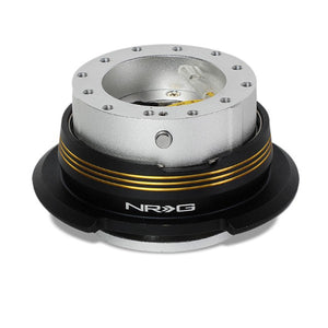 NRG Chrome Gold Stripes/Silver Body GEN 2.9 6-Hole Steering Wheel Quick Release-Interior-BuildFastCar