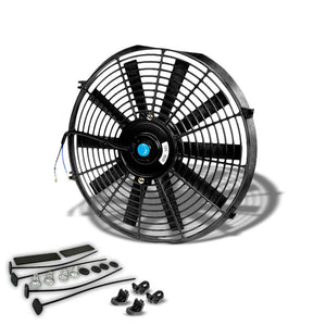 Universal 16" Black Slim Reversible Electric Radiator Motor Cooling Fan Mounting-Performance-BuildFastCar