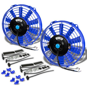 2x Universal 9" Blue Slim Electric Radiator Motor Cooling Fan+ Front Mounting-Performance-BuildFastCar