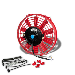 Universal 9" Red Slim Reversible Electric Radiator Motor Cooling Fan+Mounting-Performance-BuildFastCar