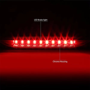 Chrome Housing Clear Len Third Brake Red LED Light For 11-17 Grand Cherokee WK2-Exterior-BuildFastCar