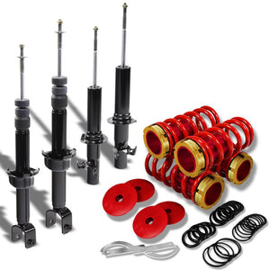 DNA Black Shock Absorbers+Gold Coilover Red Lowering Spring For 88-91 Civic/CRX