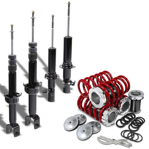 DNA Black Gas Shock Absorbers+Black Coilover Red Lowering Spring For 88-91 Civic