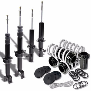 DNA Black Shock Absorbers+Black Coilover White Lowering Spring For 88-91 Civic
