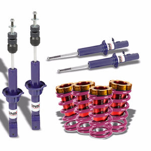 DNA Blue Shock Absorbers+Red Coilover Purple Lowering Spring For 88-91 Civic/CRX