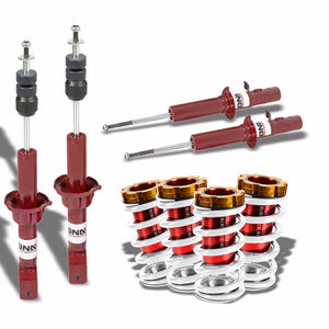 DNA Red Shock Absorbers+Red Coilover white Lowering Spring For 88-91 Civic/CRX
