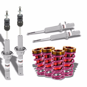 DNA Silver Shock Absorbers+Red Coilover Purple Lowering Spring For 88-91 Civic