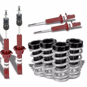 Red Shock Struts+Scaled Sleeve Silver Lowering Coilover T44 For 88-91 Civic/CRX