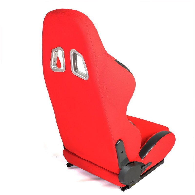 Red Center/Black Side Reclinable Cloth Type-R Sport Racing Seats ...