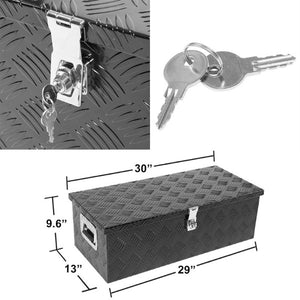 30"x13"x10" Black Pickup/Trailer Trunk Bed Utility Storage Flat Tool Box+Lock-Exterior-BuildFastCar