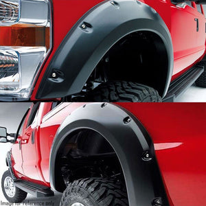 Black ABS Pocket-Riveted Style Wheel Fender Flares Guard For 94-02 Ram 2500 3500-Exterior-BuildFastCar