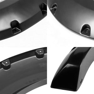 Black ABS Pocket-Riveted Wheel Fender Flares For 07-13 Sierra 1500 69.3" Bed-Exterior-BuildFastCar